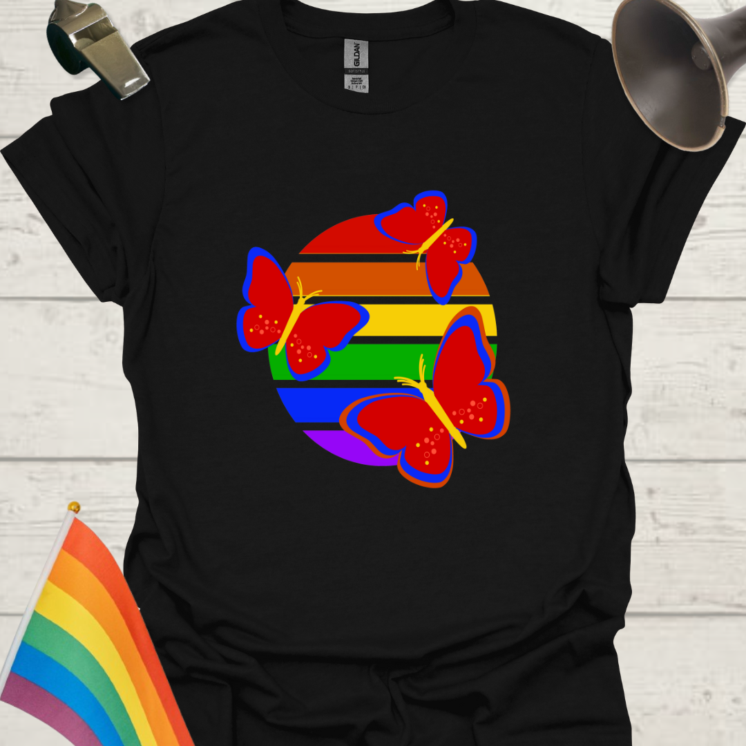 LGBT Pride Sphere Red Butterflies T-Shirt