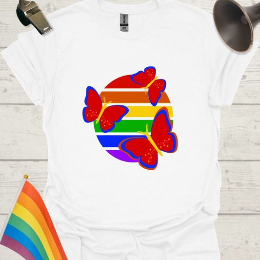 LGBT Pride Sphere Red Butterflies T-Shirt