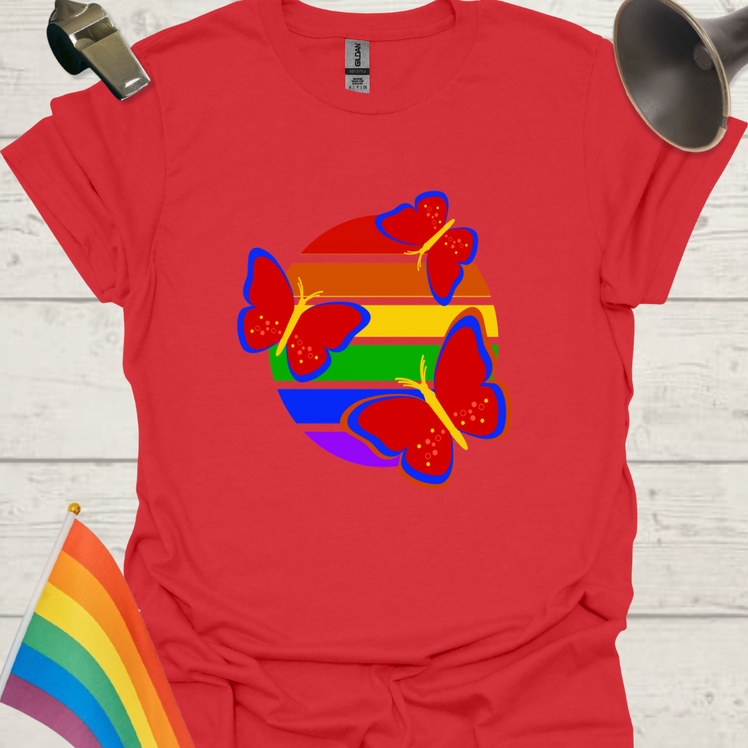 LGBT Pride Sphere Red Butterflies T-Shirt