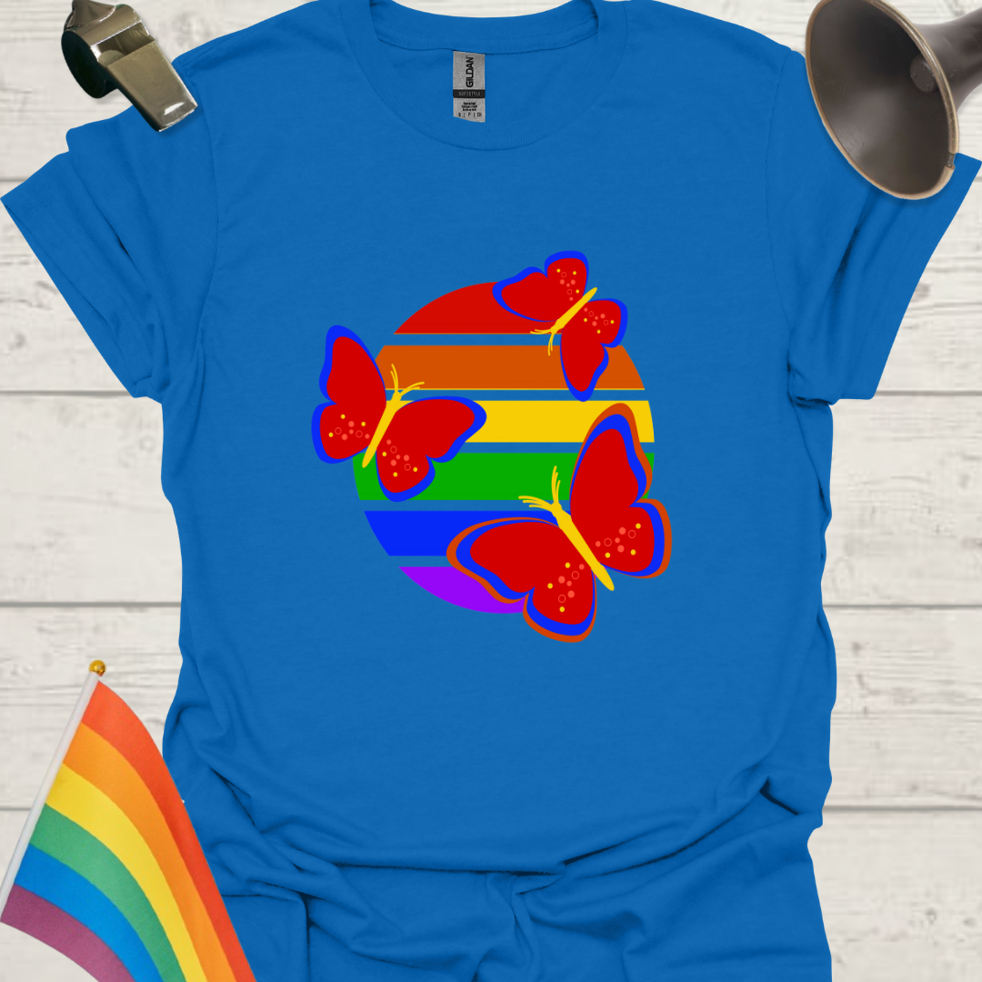 LGBT Pride Sphere Red Butterflies T-Shirt