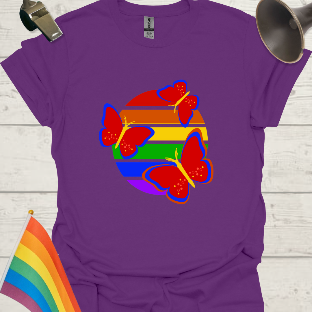 LGBT Pride Sphere Red Butterflies T-Shirt