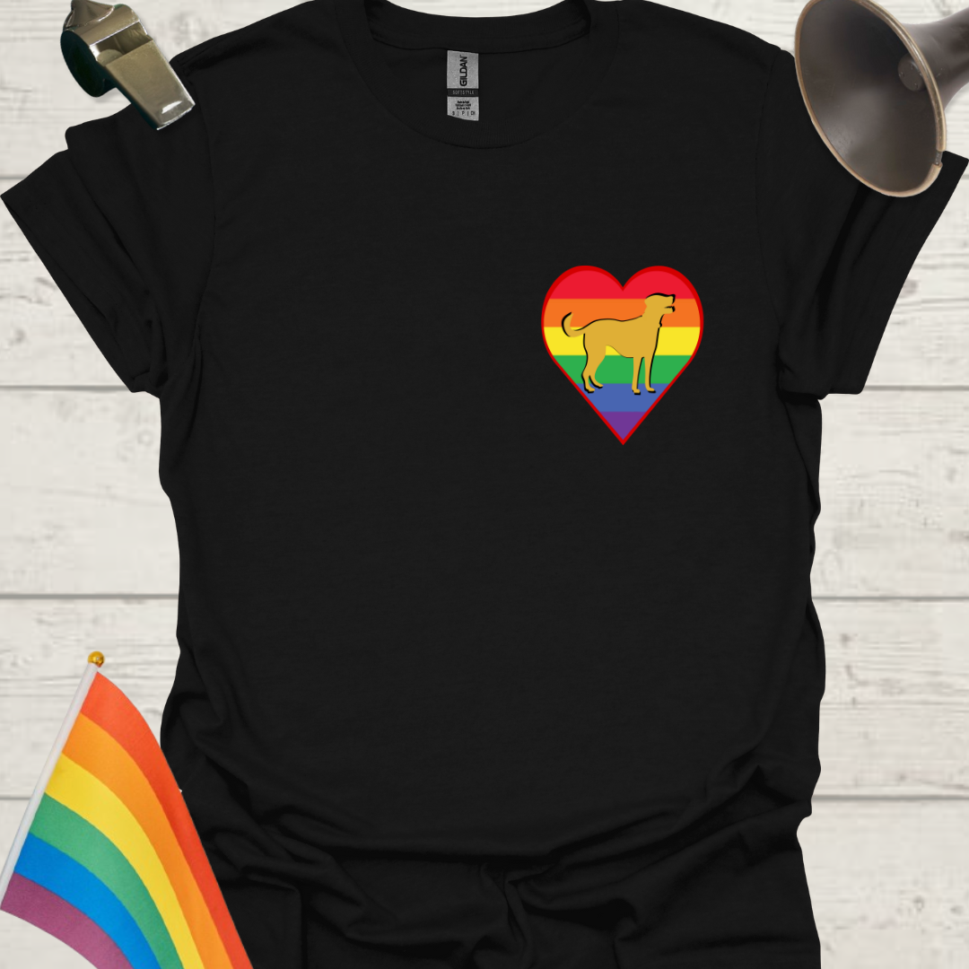 Unisex Pride T-Shirt - LGBT Pride Dog in a Heart Design