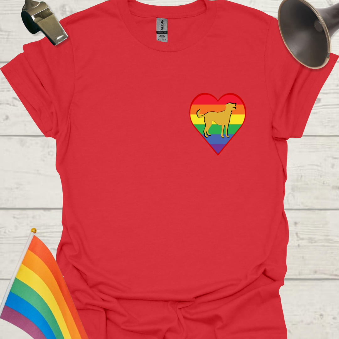 Unisex Pride T-Shirt - LGBT Pride Dog in a Heart Design