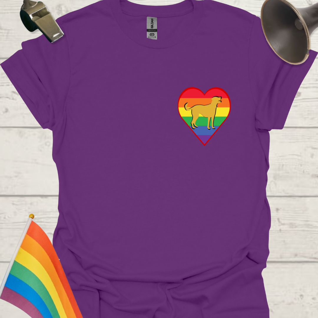 Unisex Pride T-Shirt - LGBT Pride Dog in a Heart Design