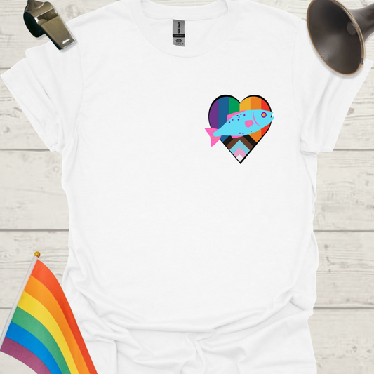 LGBTQ Pride Progress Flag colors Heart, Cute Fish T-Shirt