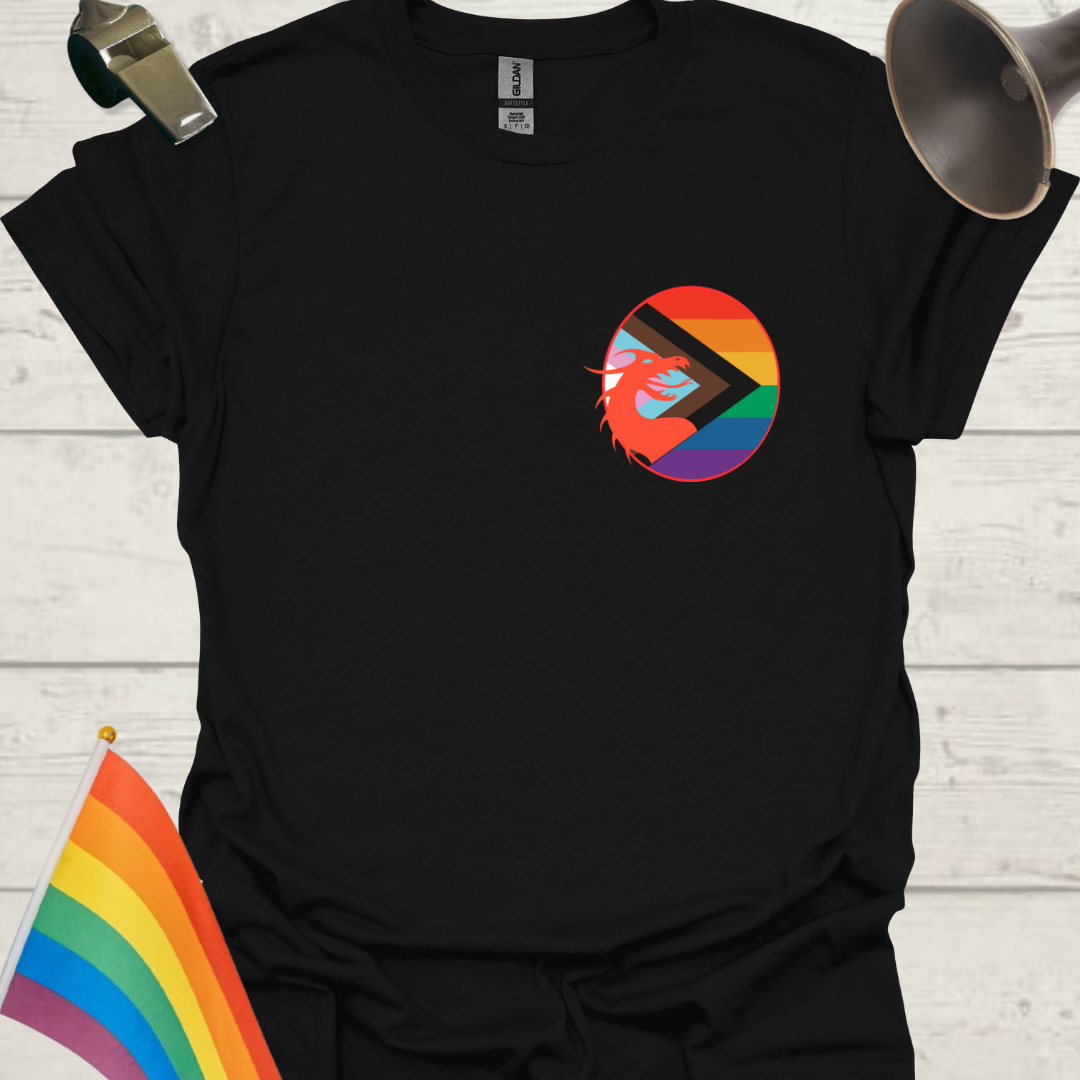 LGBTQ Pride Progress Flag Colors, Dragon in a Sphere T-Shirt