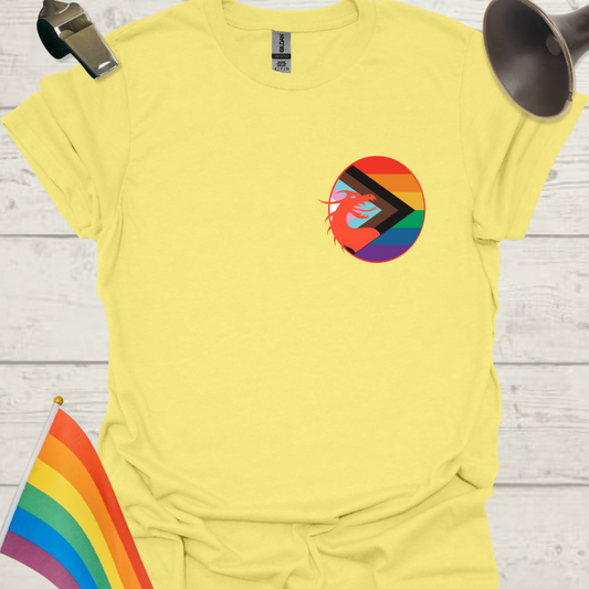 LGBTQ Pride Progress Flag Colors, Dragon in a Sphere T-Shirt