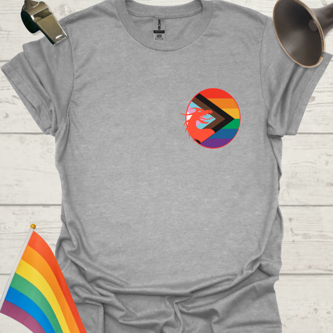 LGBTQ Pride Progress Flag Colors, Dragon in a Sphere T-Shirt