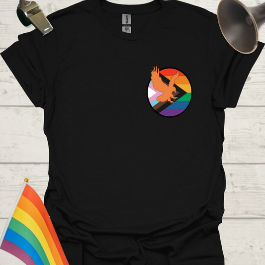 LGBTQ Pride Progress Flag colors, Eagle in a sphere T-Shirt