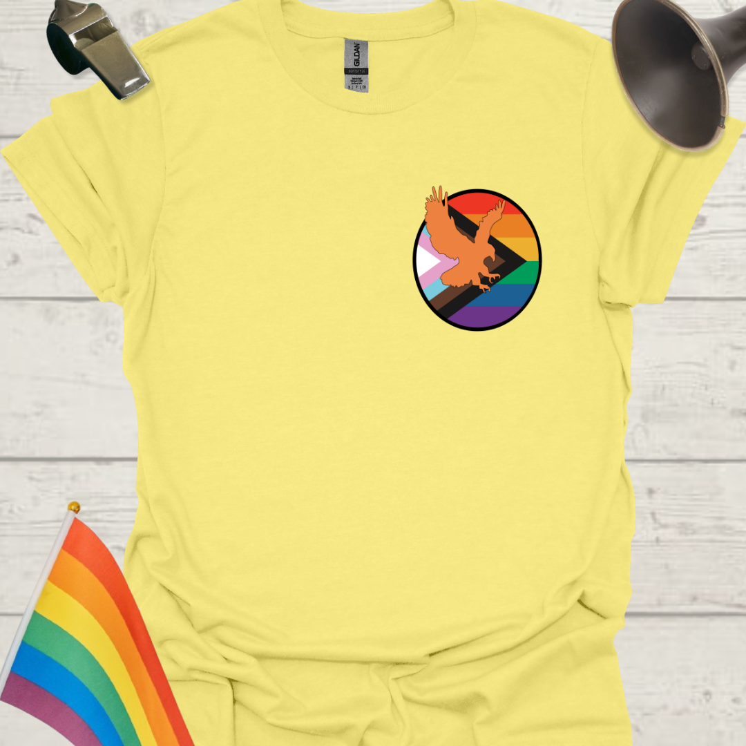 LGBTQ Pride Progress Flag colors, Eagle in a sphere T-Shirt