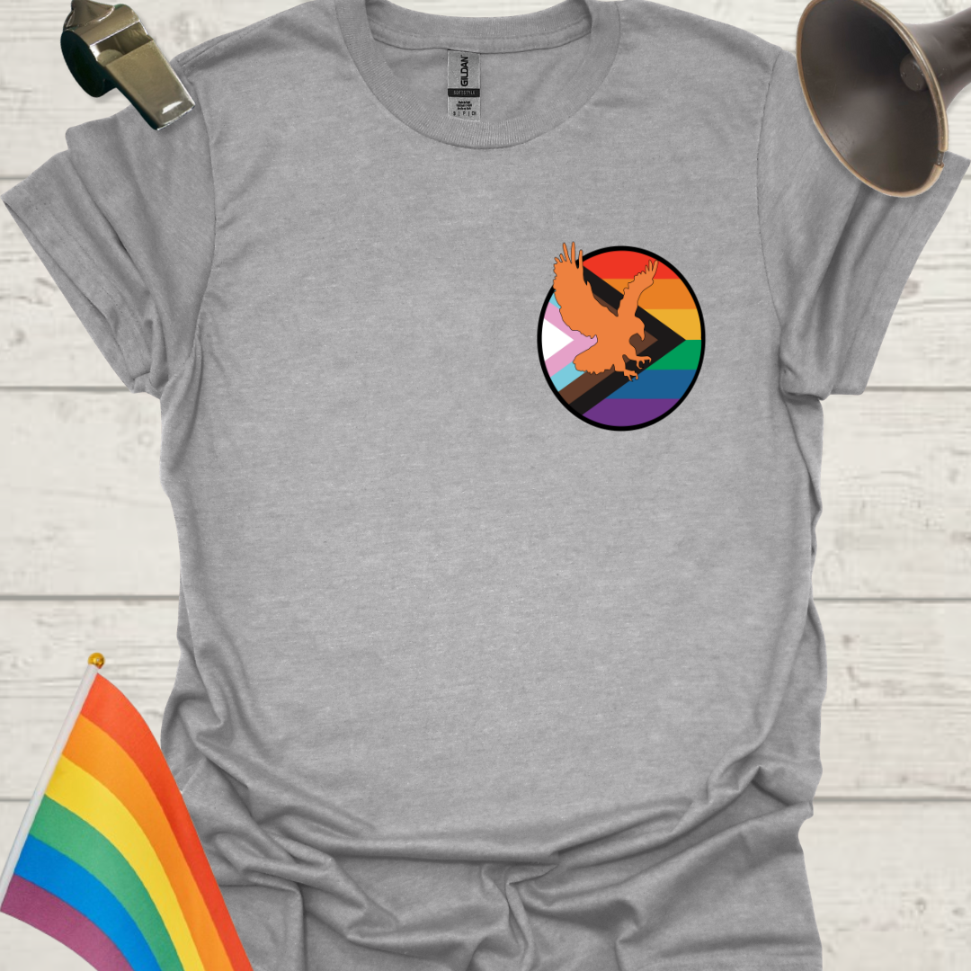 LGBTQ Pride Progress Flag colors, Eagle in a sphere T-Shirt