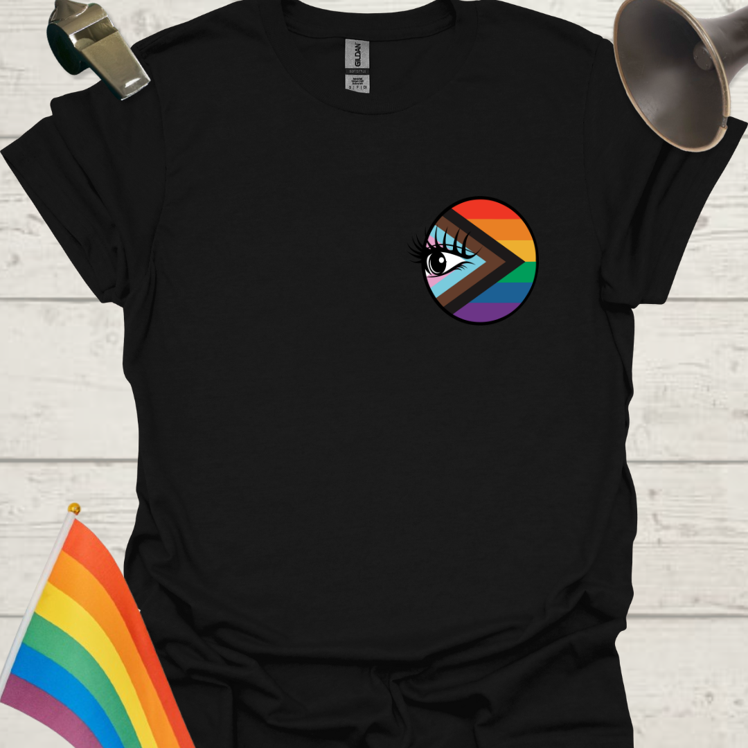 LGBTQ Pride Progress Flag colors, Eye in a sphere T-Shirt