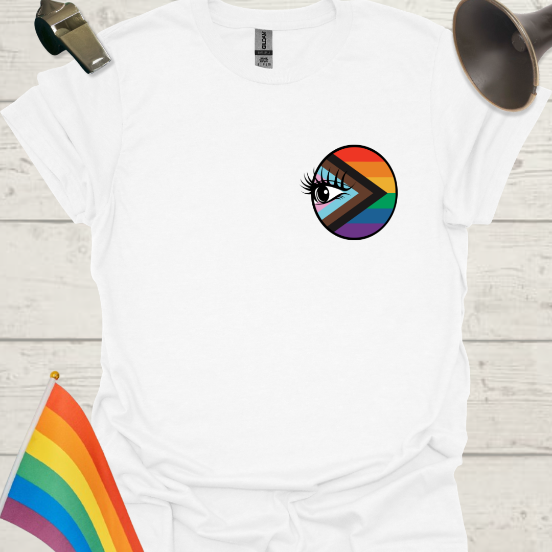 LGBTQ Pride Progress Flag colors, Eye in a sphere T-Shirt