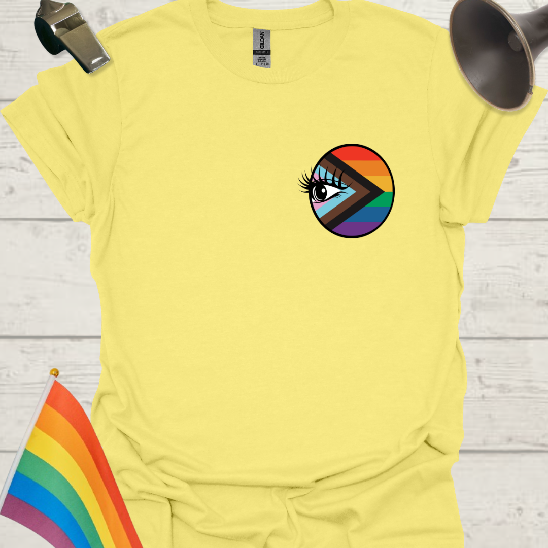 LGBTQ Pride Progress Flag colors, Eye in a sphere T-Shirt