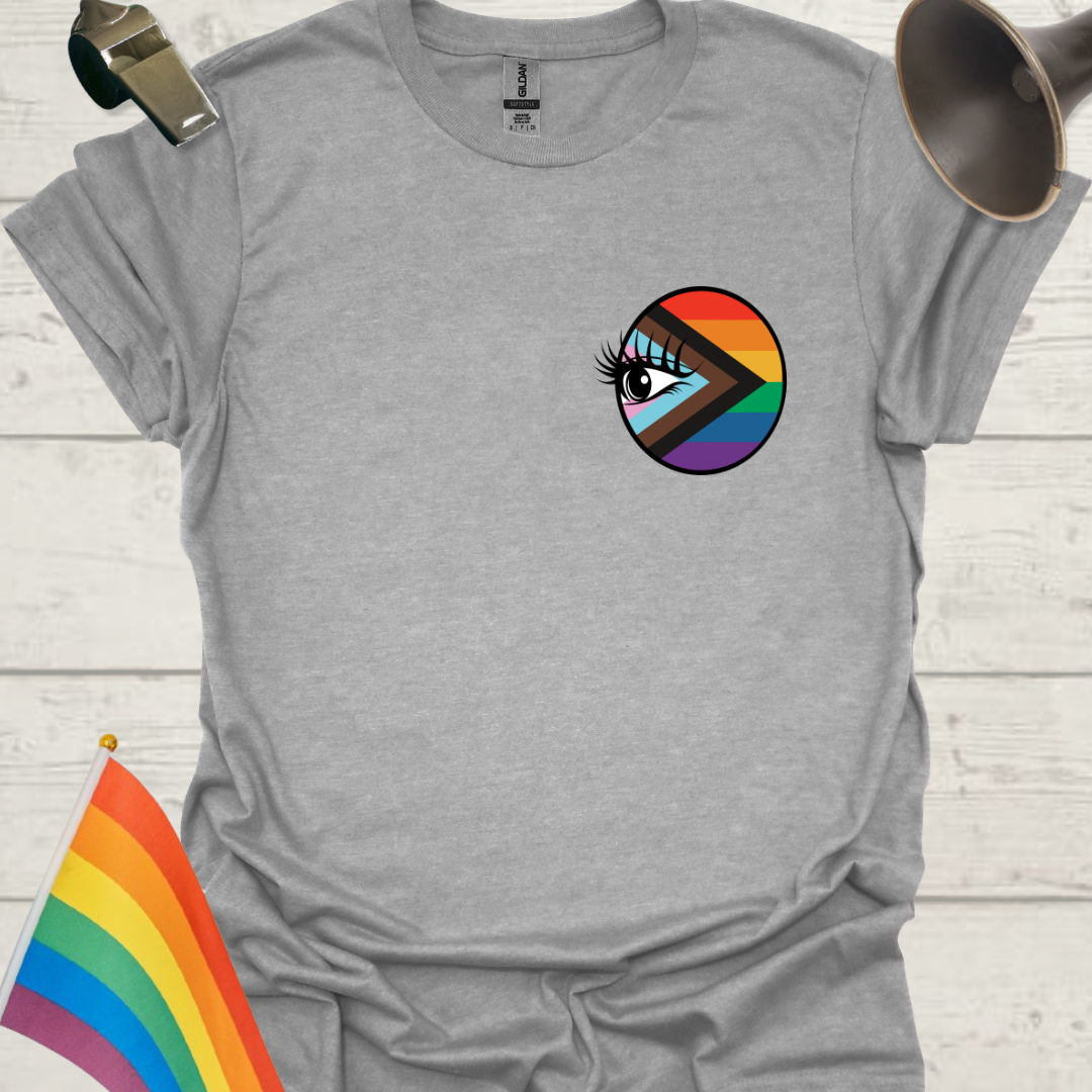 LGBTQ Pride Progress Flag colors, Eye in a sphere T-Shirt