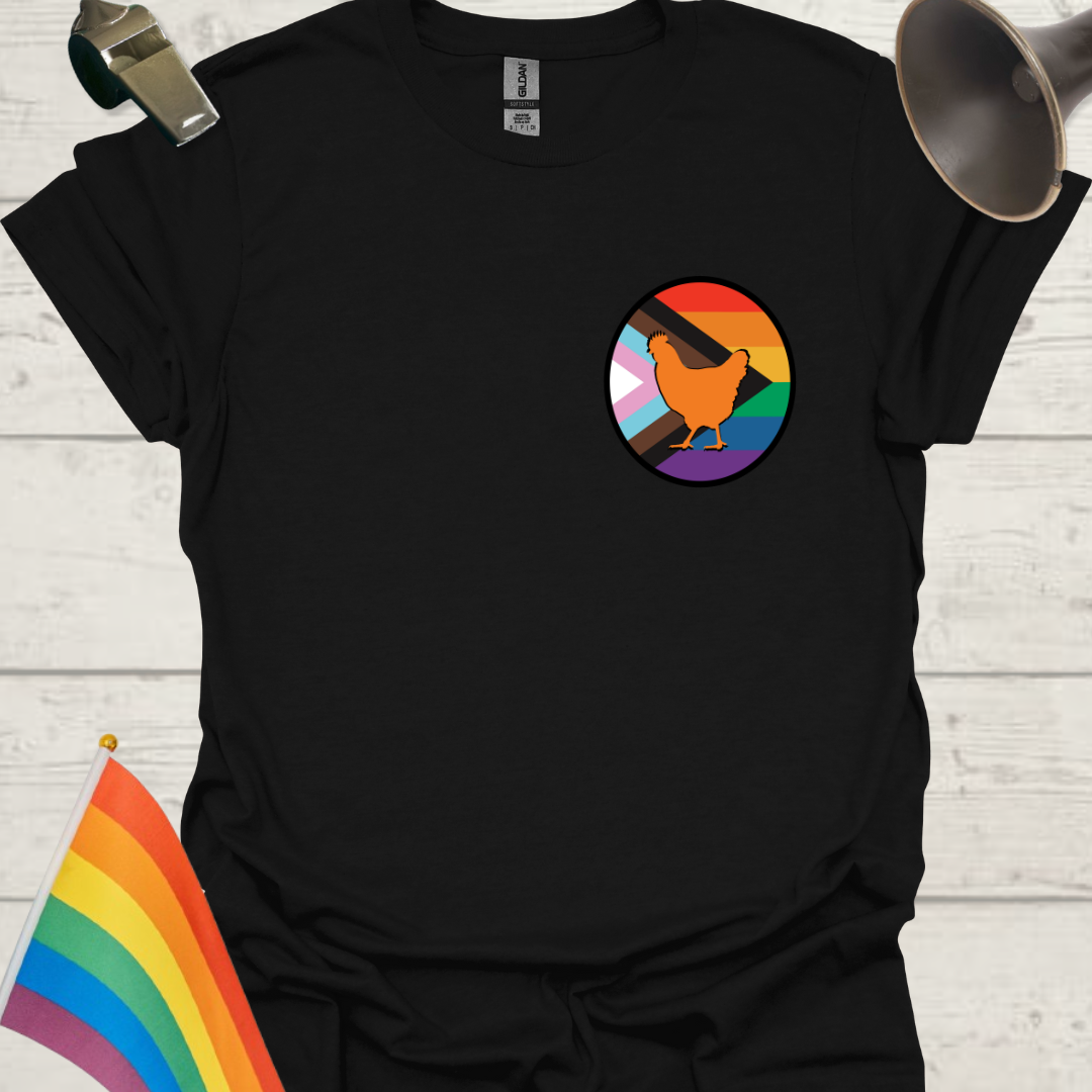 LGBTQ Pride Progress Flag Colors Sphere and Chicken T-Shirt
