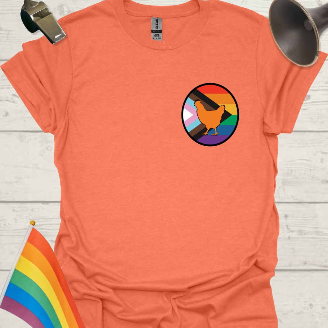 LGBTQ Pride Progress Flag Colors Sphere and Chicken T-Shirt