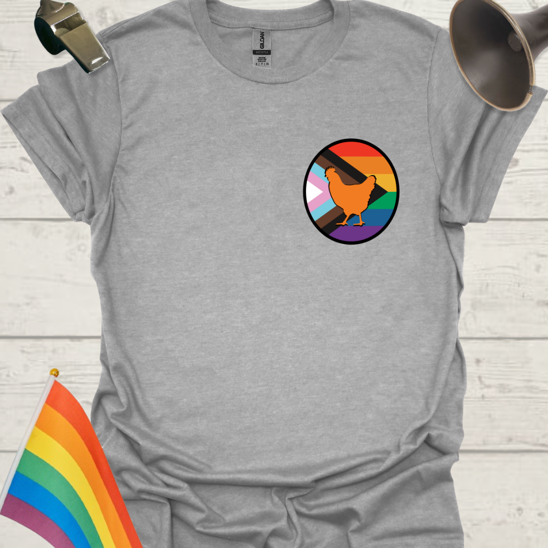 LGBTQ Pride Progress Flag Colors Sphere and Chicken T-Shirt