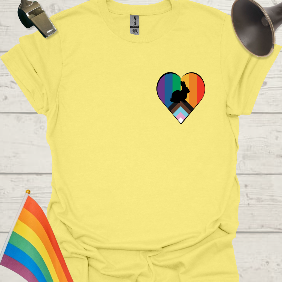 LGBTQ Pride Progress Flag heart, Rabbit T-Shirt
