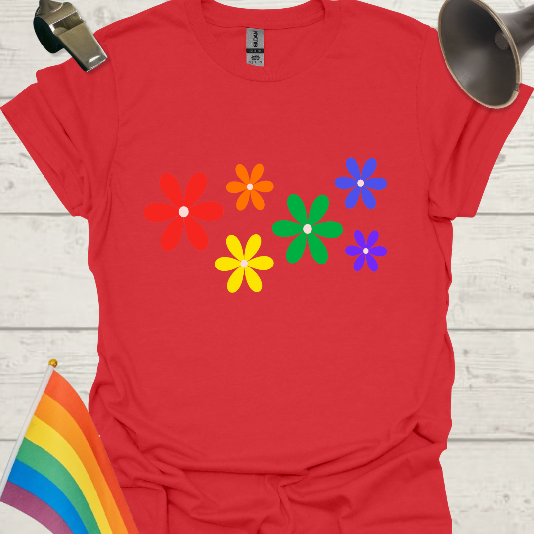Unisex Pride T-Shirt - LGBTQ Pride Rainbow Flowers Design