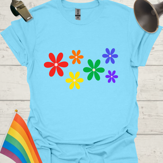 Unisex Pride T-Shirt - LGBTQ Pride Rainbow Flowers Design