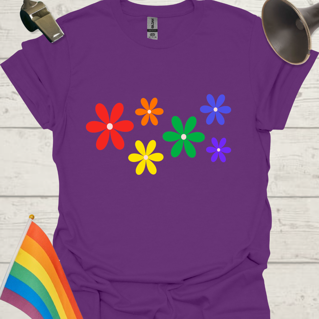 Unisex Pride T-Shirt - LGBTQ Pride Rainbow Flowers Design