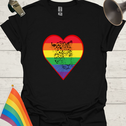 LGBT Pride Heart Leopard Head T-Shirt