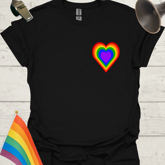 Unisex Pride T-Shirt - LGBTQ Rainbow Colors Heart Design
