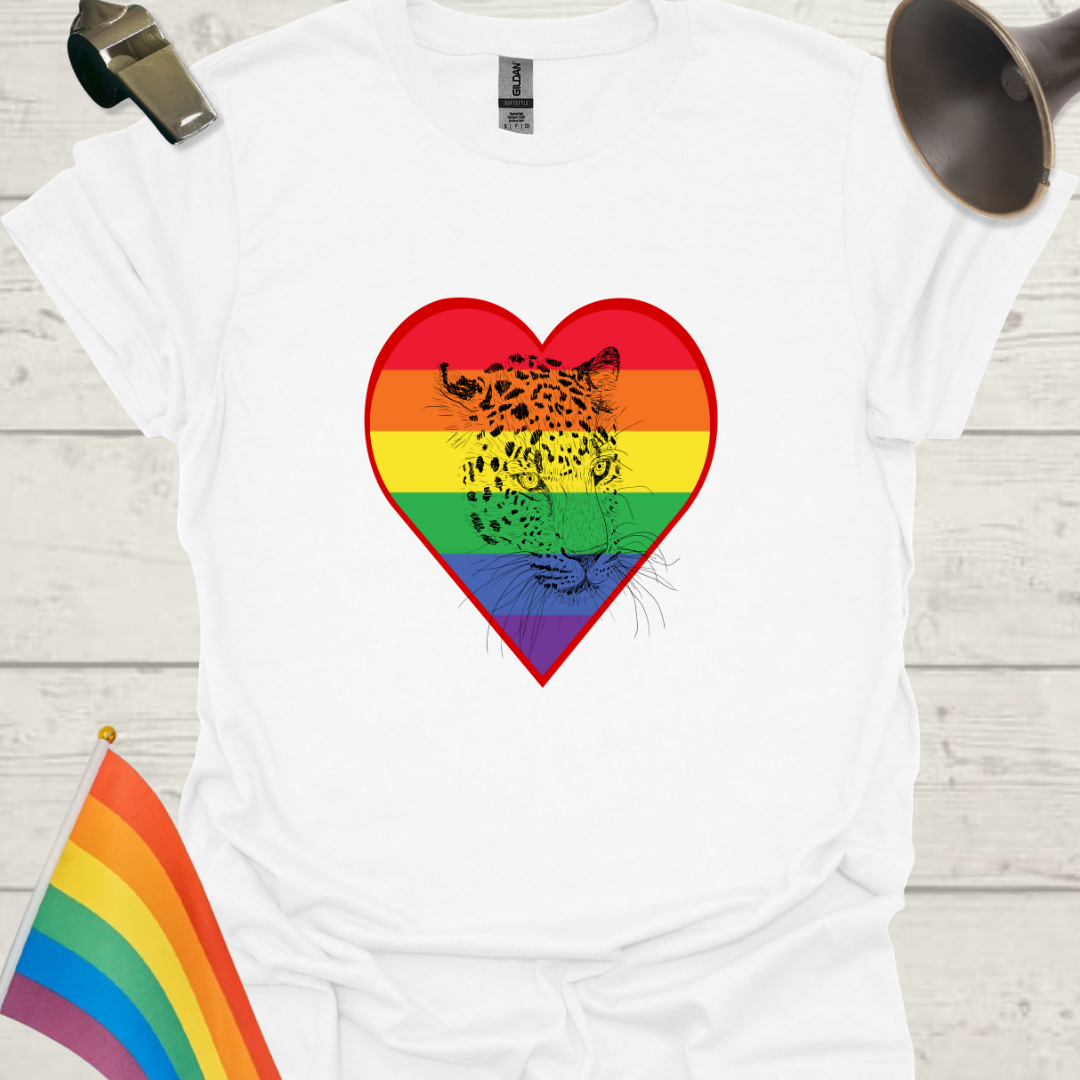 LGBT Pride Heart Leopard Head T-Shirt
