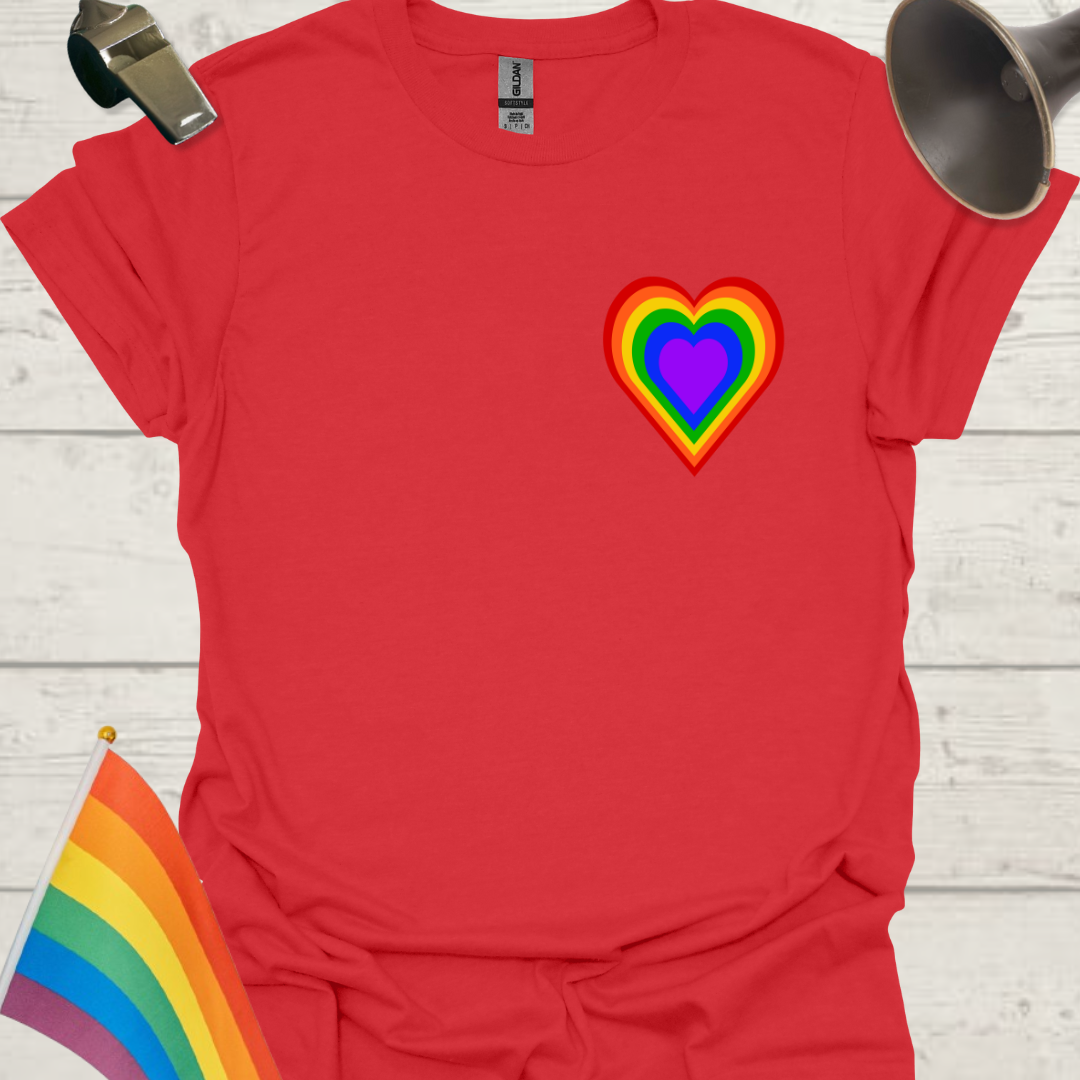 Unisex Pride T-Shirt - LGBTQ Rainbow Colors Heart Design