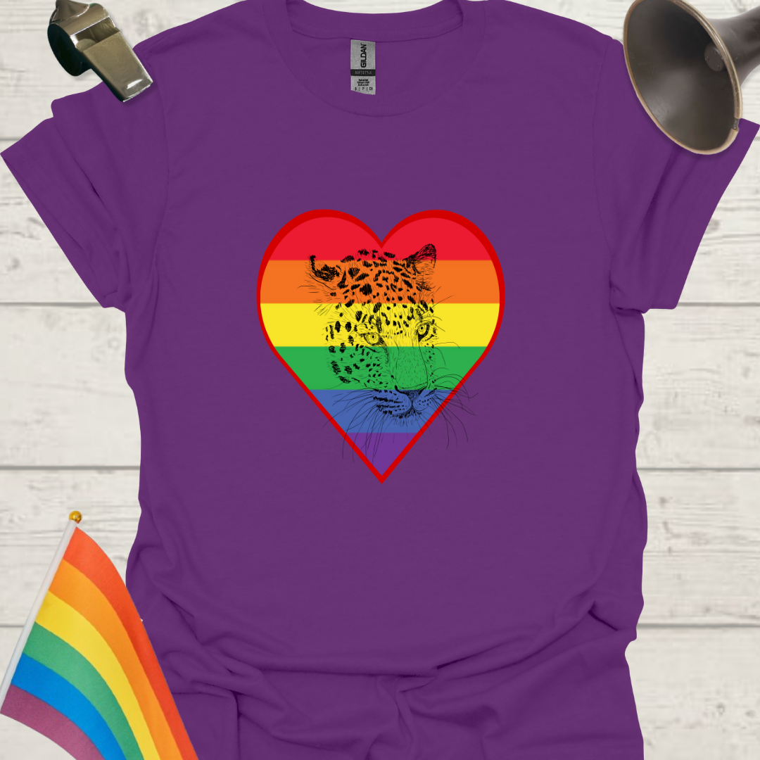 LGBT Pride Heart Leopard Head T-Shirt