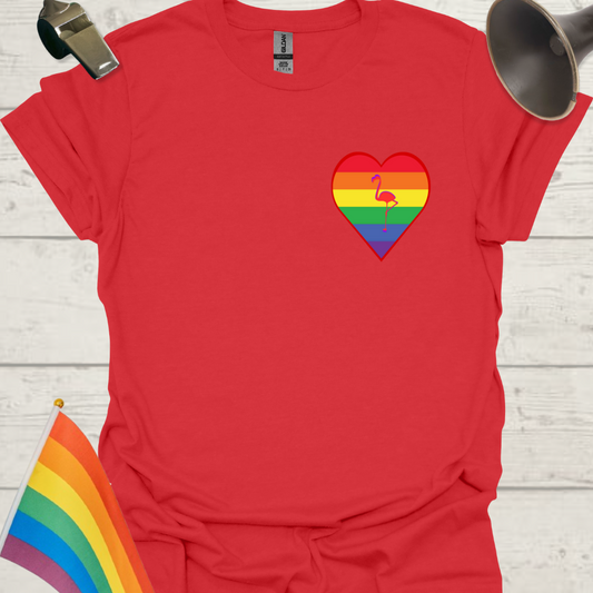 Unisex Pride T-Shirt - LGBT Pride Flamingo in a Heart Design