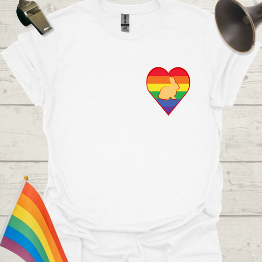 Unisex Pride T-Shirt - LGBT Pride Bunny in a Heart Design