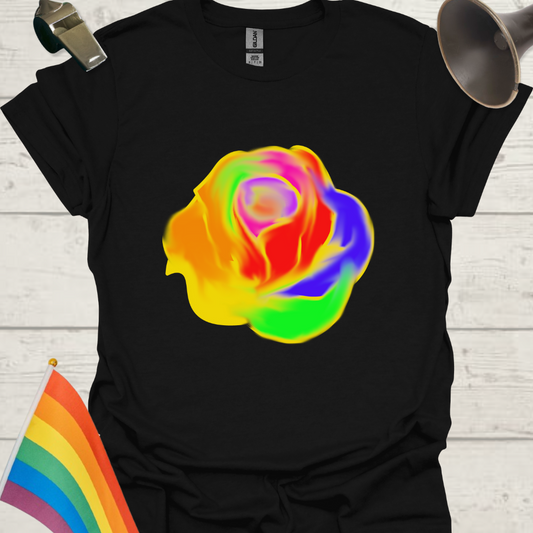 Unisex Pride T-Shirt - LGBTQ Pride Rainbow Neon Rose Design