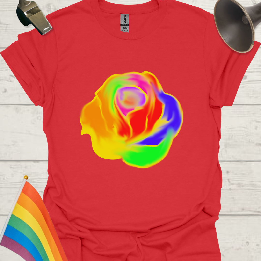 Unisex Pride T-Shirt - LGBTQ Pride Rainbow Neon Rose Design
