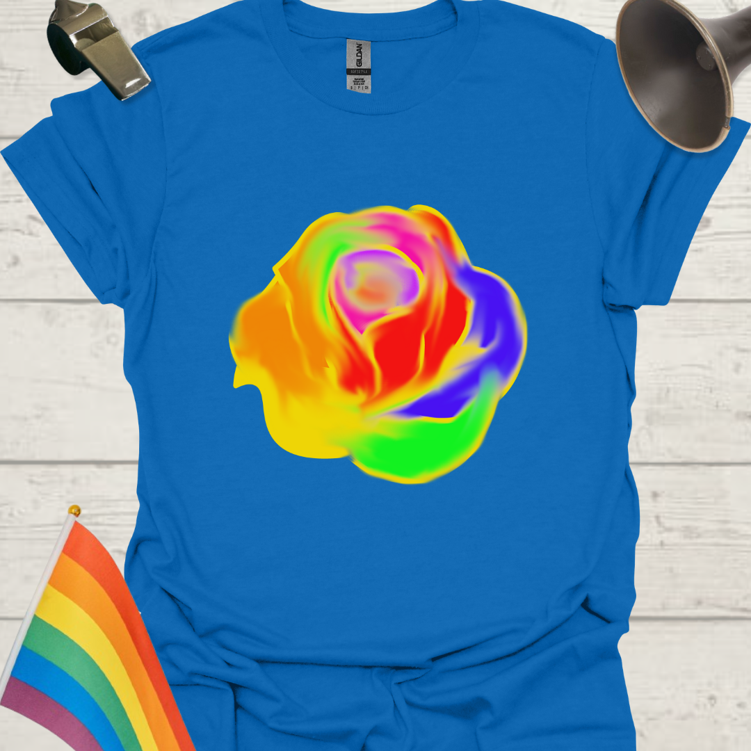 Unisex Pride T-Shirt - LGBTQ Pride Rainbow Neon Rose Design