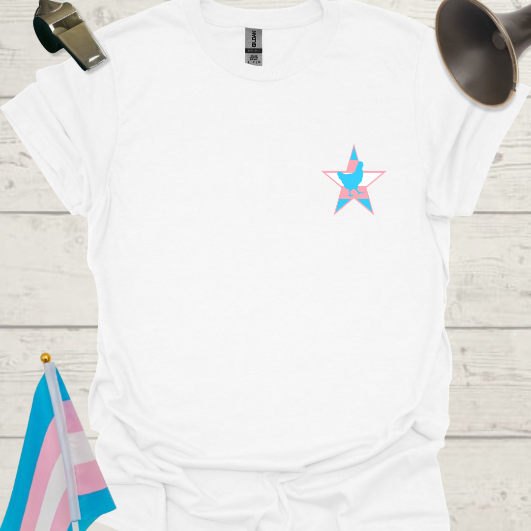 LGBTQ Transgender Pride Flag Colors, Cute Chicken in a Star T-Shirt