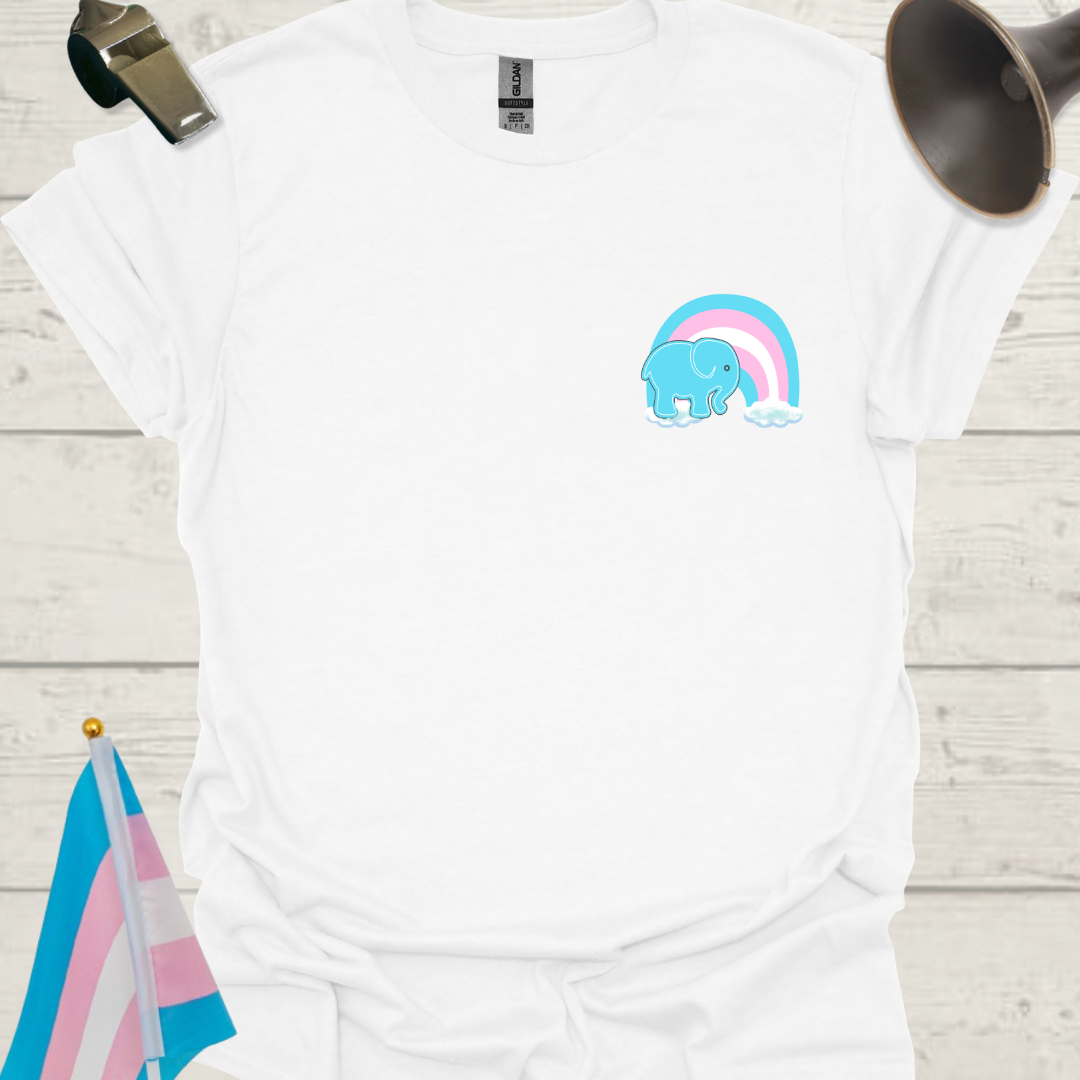 LGBTQ Transgender Pride Flag Colors, Rainbow, Blue Elephant T-Shirt
