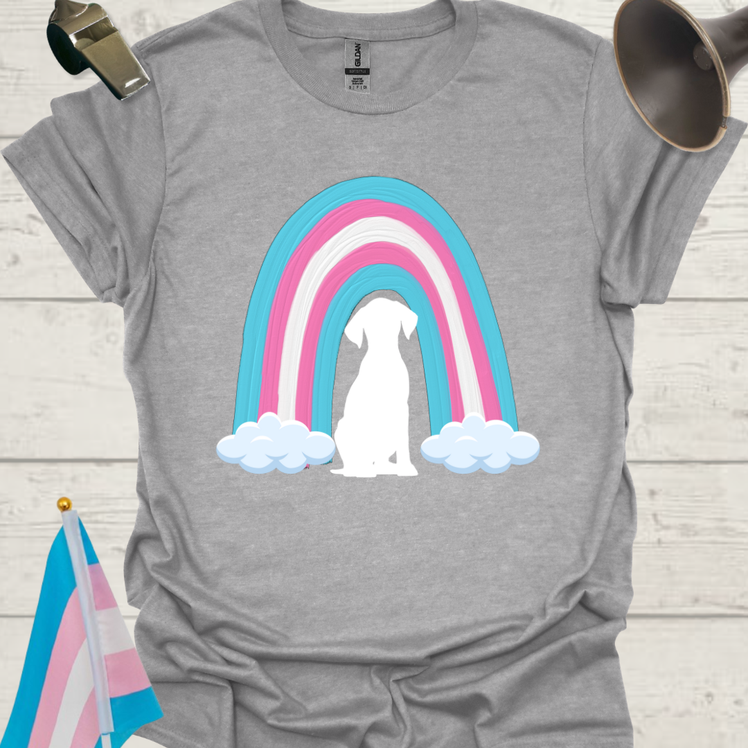 Transgender Pride Rainbow, White Dog T-Shirt