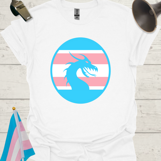Transgender Pride Colors Sphere, Blue Dragon T-Shirt