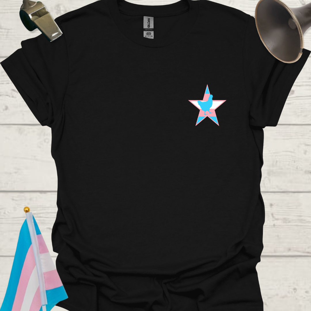 LGBTQ Transgender Pride Flag Colors, Cute Chicken in a Star T-Shirt