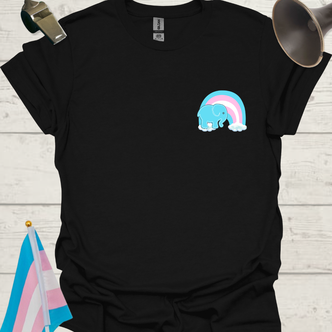 LGBTQ Transgender Pride Flag Colors, Rainbow, Blue Elephant T-Shirt