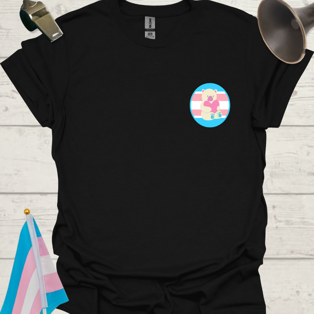 LGBTQ Transgender Pride Flag Colors, Sphere, and Cute Bear with Heart T-Shirt