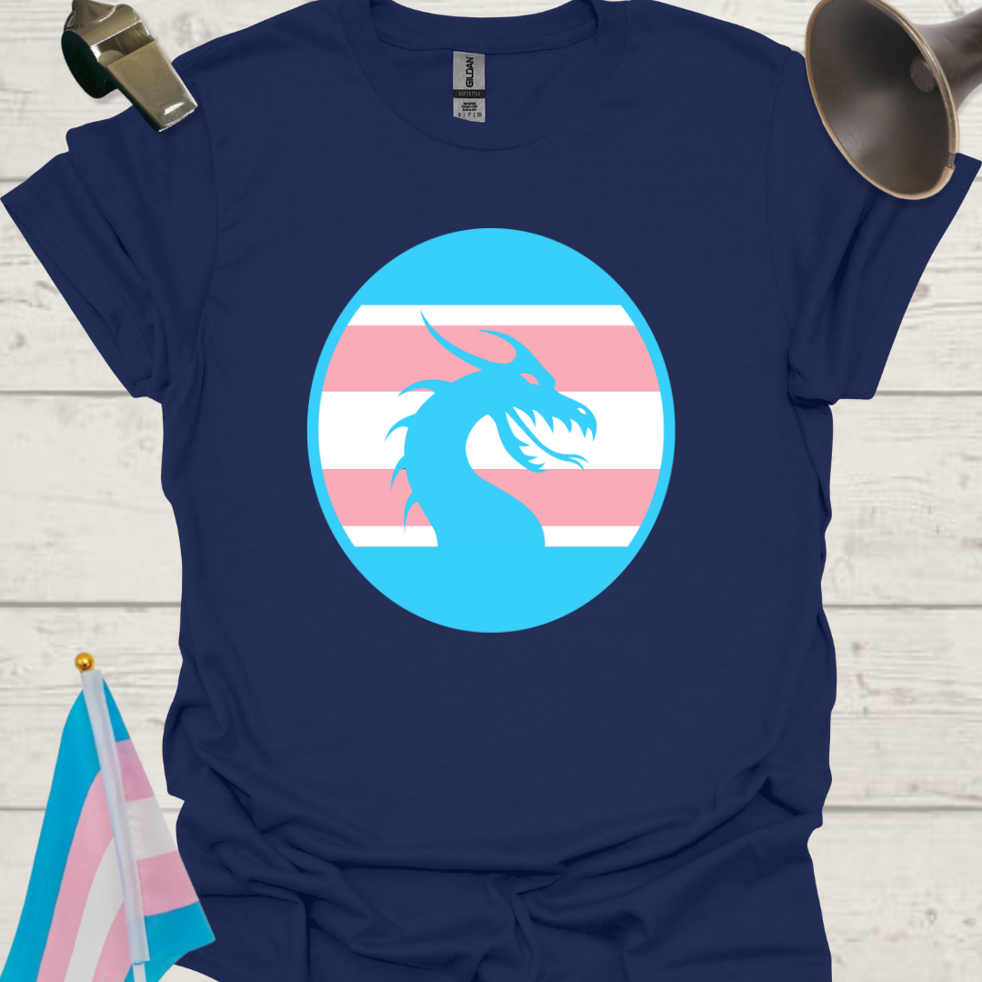 Transgender Pride Colors Sphere, Blue Dragon T-Shirt