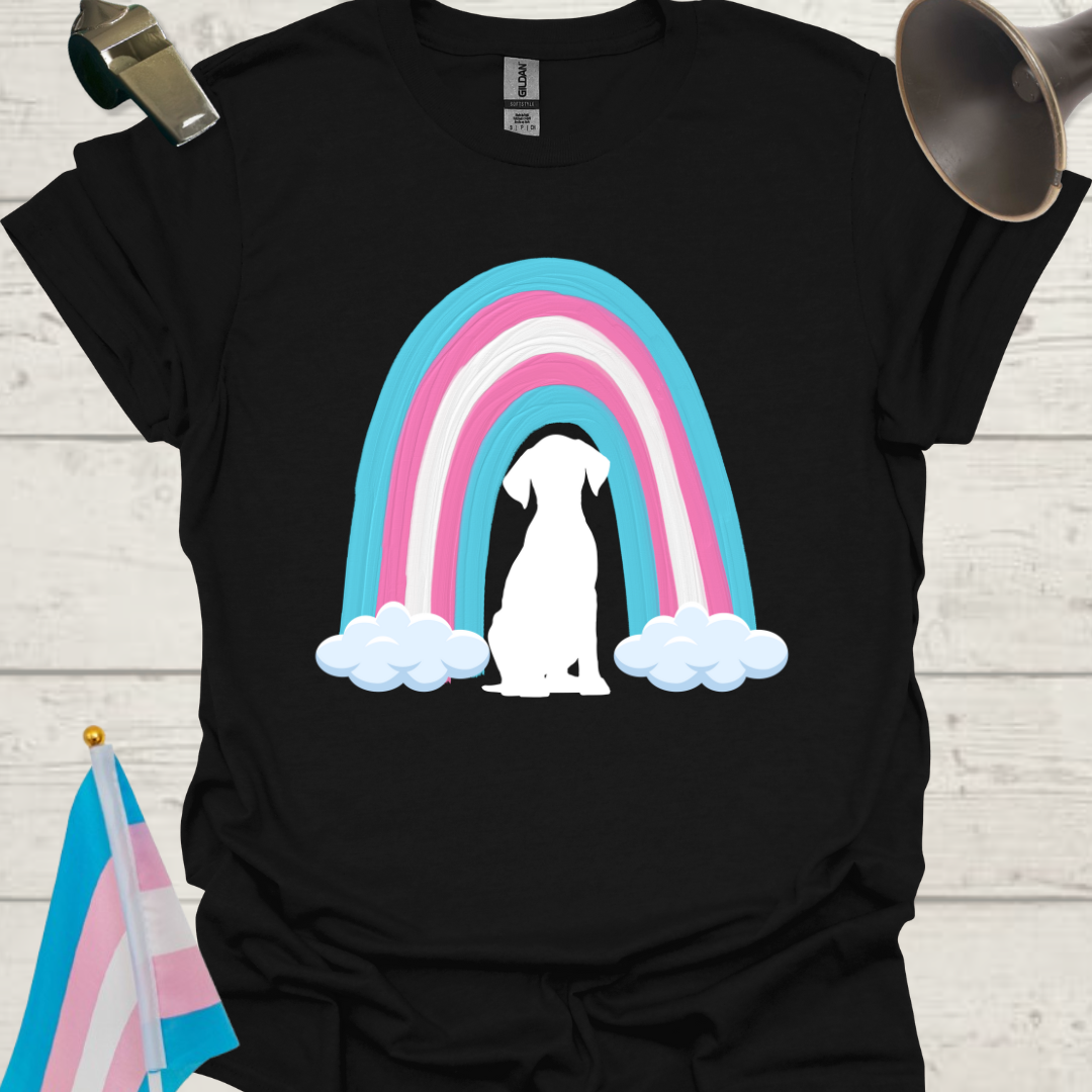 Transgender Pride Rainbow, White Dog T-Shirt