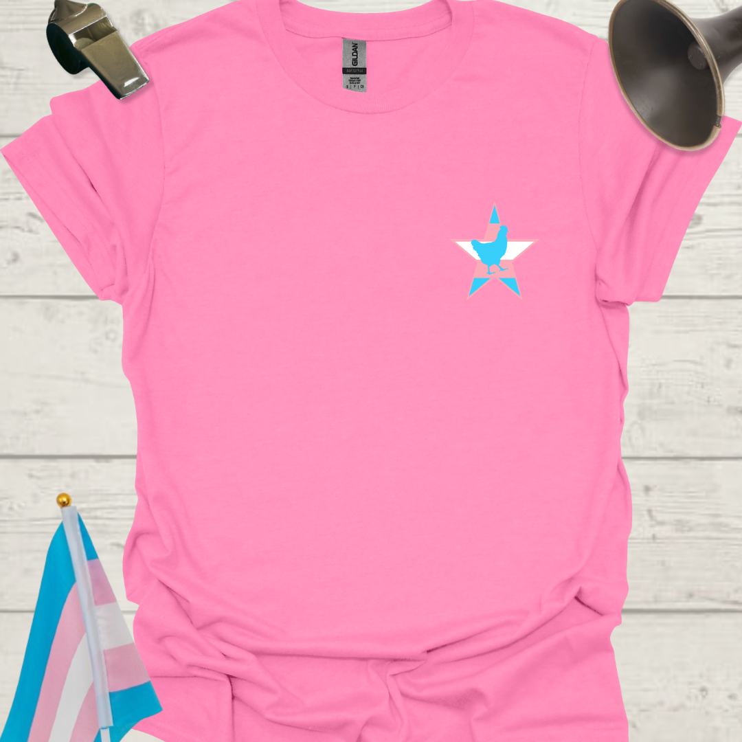 LGBTQ Transgender Pride Flag Colors, Cute Chicken in a Star T-Shirt