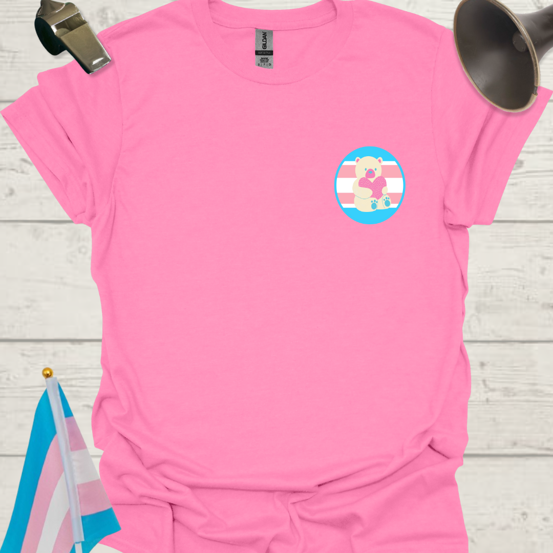 LGBTQ Transgender Pride Flag Colors, Sphere, and Cute Bear with Heart T-Shirt