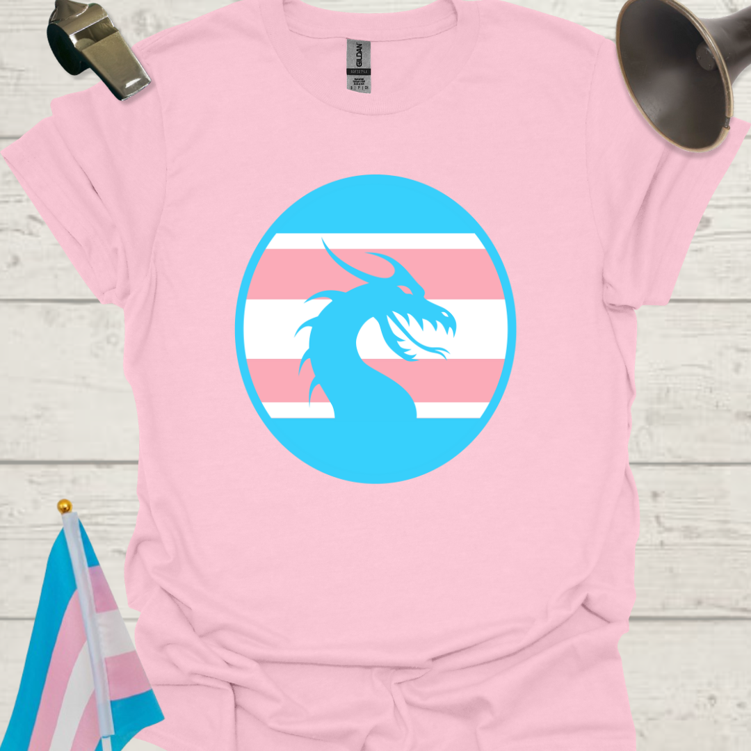 Transgender Pride Colors Sphere, Blue Dragon T-Shirt