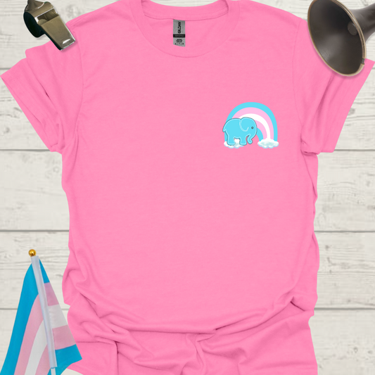 LGBTQ Transgender Pride Flag Colors, Rainbow, Blue Elephant T-Shirt