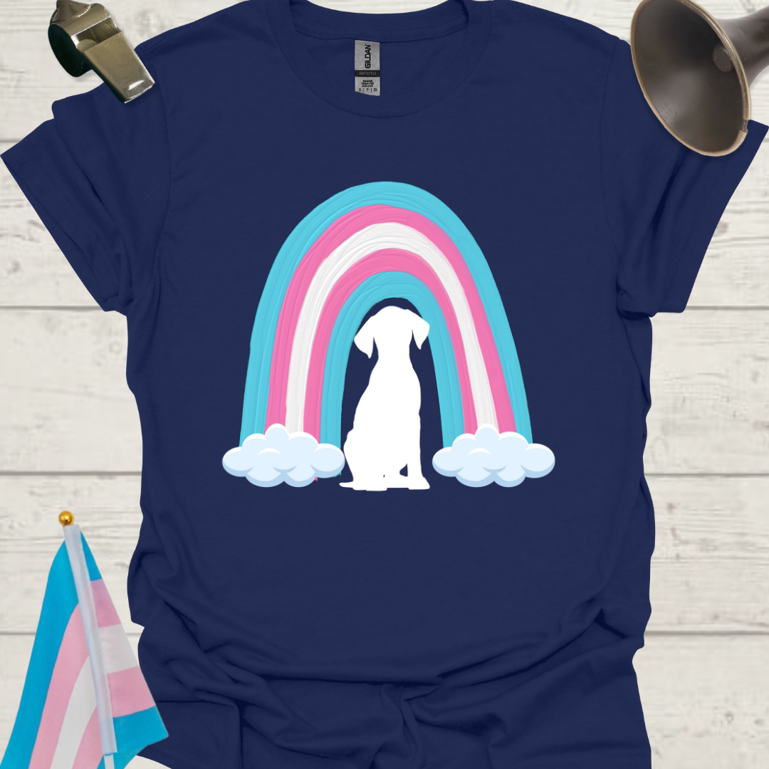 Transgender Pride Rainbow, White Dog T-Shirt